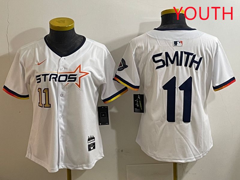 Youth Houston Astros #11 Smith White three generations Joint Name Nike 2025 MLB Jersey style 3